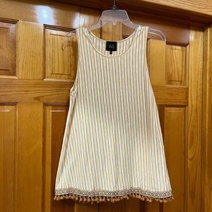 WD striped tunic with ribbon border and tassel trim